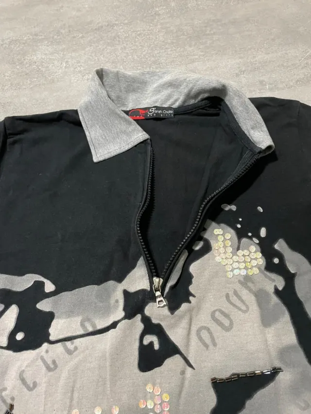 Maglia Sarah Chole Nera XL con Zip e Glitter