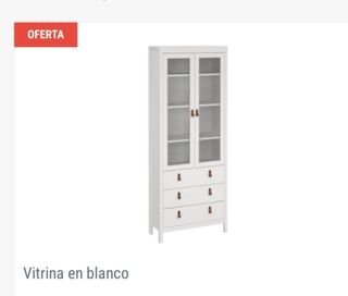 Vitrina blanca con puertas de cristal