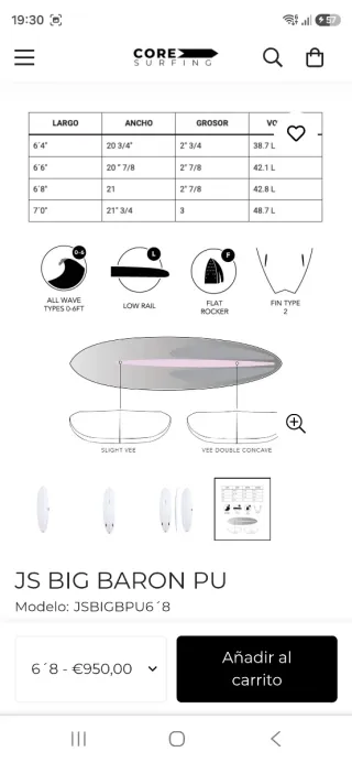 Tabla de surf JS BIG BARON 6'8"