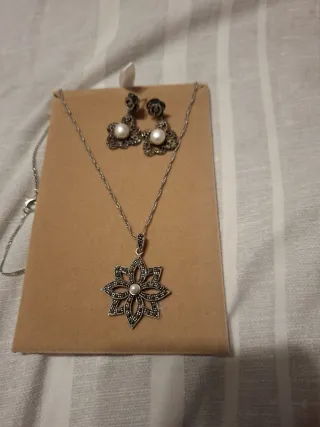 Conjunto de joyería plata y perla