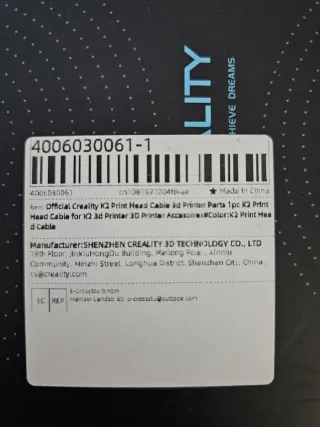 Print Head Cable para la impresora 3D Creality K2