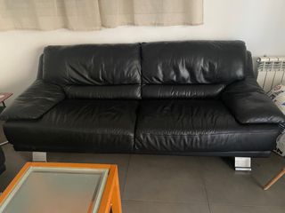 Sofá de piel negro 1 pieza