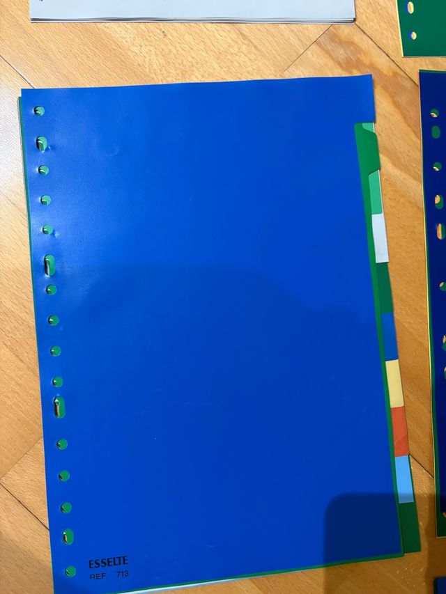 70 separadores de plástico para archivador.