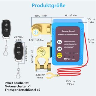 Desconectador Batería Coche 12V 240A Control Remot