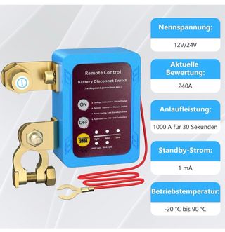 Desconectador Batería Coche 12V 240A Control Remot