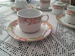 6 tazas y platos café flores Irabia