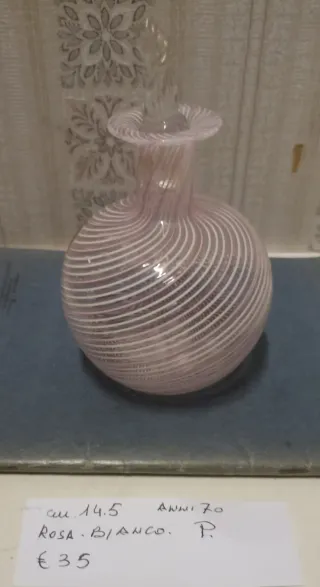 Bottiglia Murano  rosa e bianco perfetto