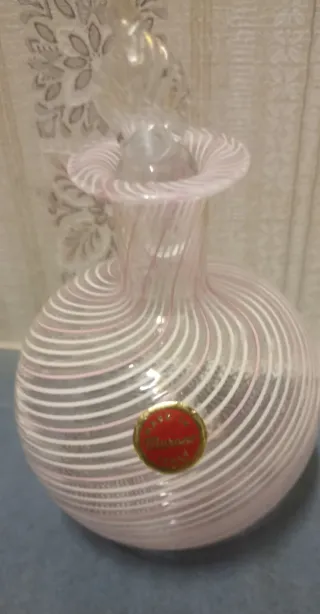 Bottiglia Murano  rosa e bianco perfetto