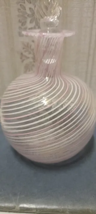 Bottiglia Murano  rosa e bianco perfetto