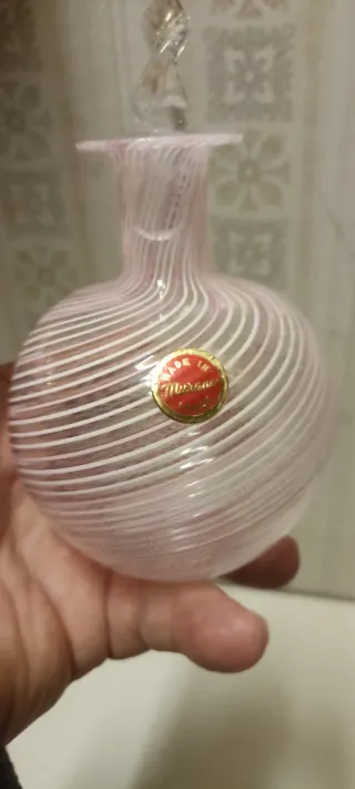 Bottiglia Murano  rosa e bianco perfetto