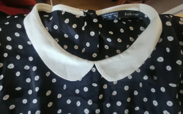 Vestido ZARA Negro Lunares Blanco Talla L