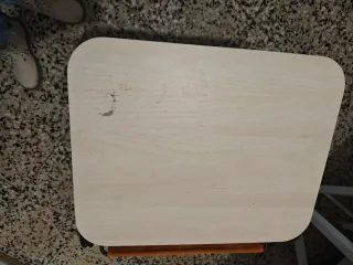 Mesa auxiliar madera y metal naranja
