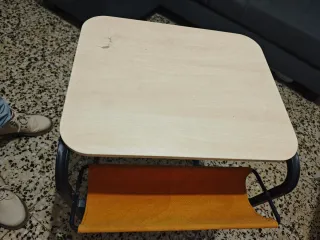 Mesa auxiliar madera y metal naranja