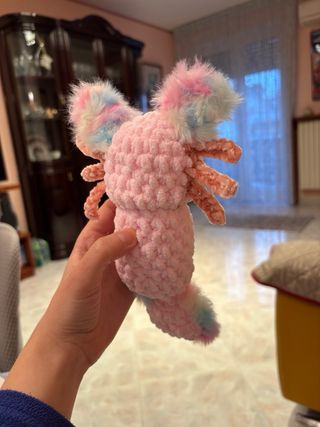 Peluche Gattino Axolotl Crochet Rosa Handmade