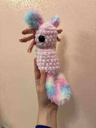 Peluche Gattino Axolotl Crochet Rosa Handmade