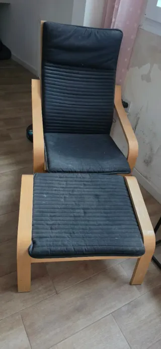 Sillón Ikea con Reposapiés Negro