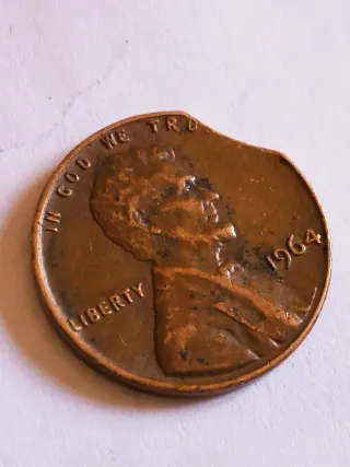 MONEDA 1 CENTAVO LINCOLN.1964.ERROR MAL RECORTADA