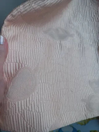 Cortina salmón  de tela,  motivos hojas Ancho 80