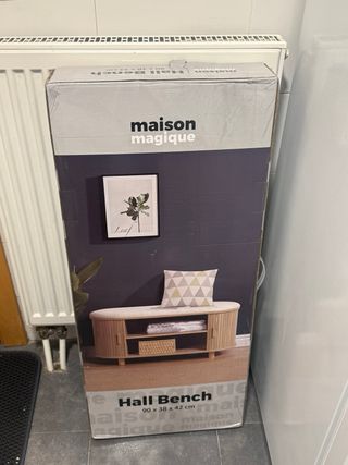 Banco decorativo madera y borrego nuevo