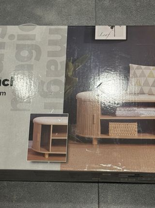 Banco decorativo madera y borrego nuevo