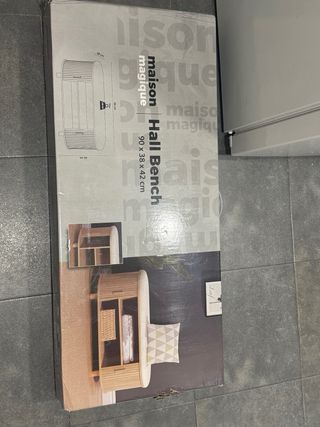Banco decorativo madera y borrego nuevo