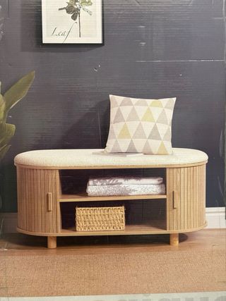 Banco decorativo madera y borrego nuevo