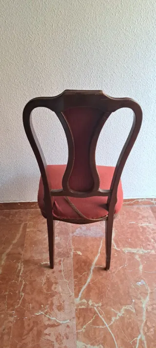 Silla Clásica Madera y Terciopelo Rojo