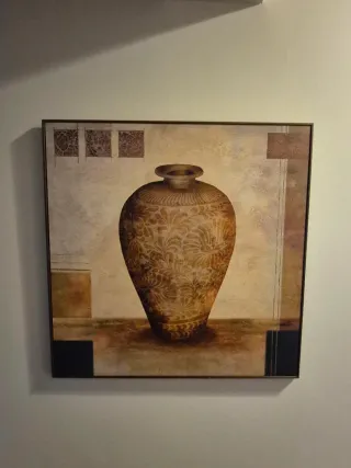 Cuadro moderno jarrón tonos neutros