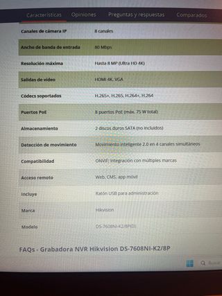 Grabador Hikvision DS-7608NI-K2/8P