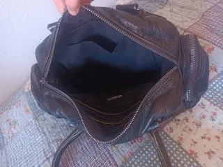 Bolso vintage multibolsillos marrón dorado