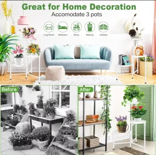 Estante Blanco para plantas 3 niveles