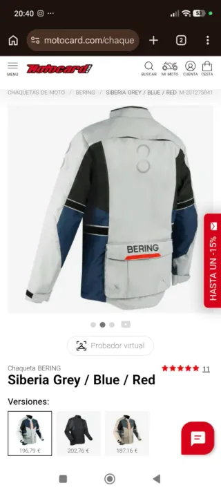 Chaqueta Moto Bering Siberia Azul y Gris