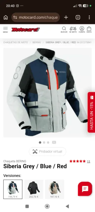 Chaqueta Moto Bering Siberia Azul y Gris