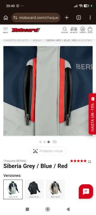 Chaqueta Moto Bering Siberia Azul y Gris