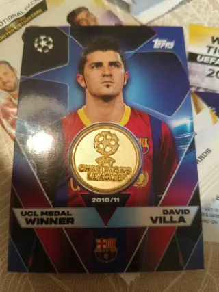 Carta David Villa UCL Medalla Ganador Topps