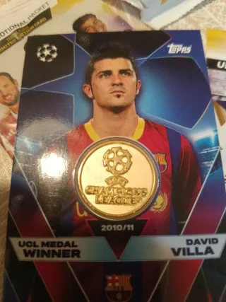 Carta David Villa UCL Medalla Ganador Topps