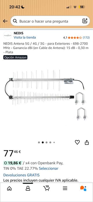 NEDIS Antena 5G / 4G / 3G - para Exteriores