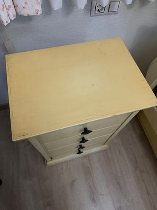 Mesita Noche Vintage Beige Madera Metal