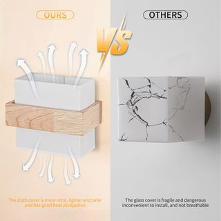 Aplique de pared madera y tela E14