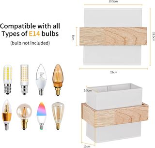 Aplique de pared madera y tela E14