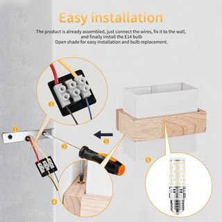 Aplique de pared madera y tela E14