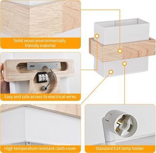 Aplique de pared madera y tela E14