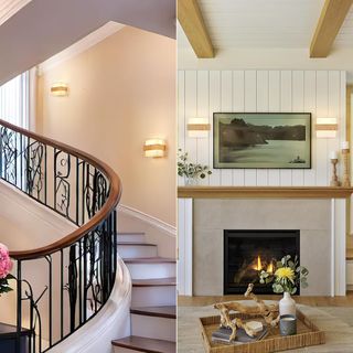 Aplique de pared madera y tela E14