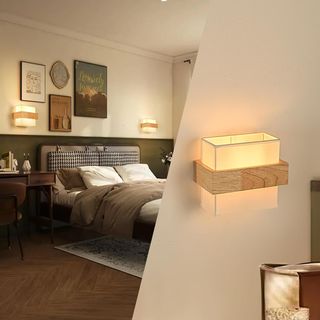 Aplique de pared madera y tela E14