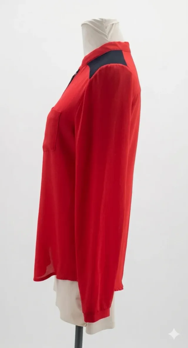 Blusa Roja Elegante con Cremallera