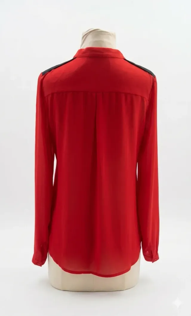 Blusa Roja Elegante con Cremallera