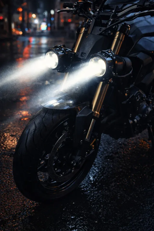 Faros LED Ojo de Pez YONGZHAO Moto + Soportes.