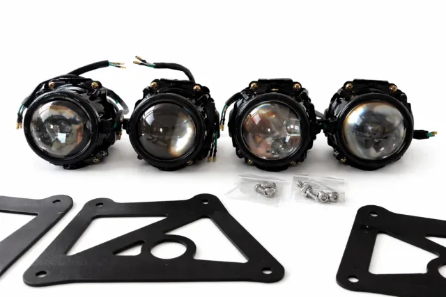Faros LED Ojo de Pez YONGZHAO Moto + Soportes.