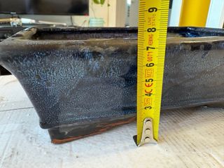 Maceta bonsai cerámica azul y terracota