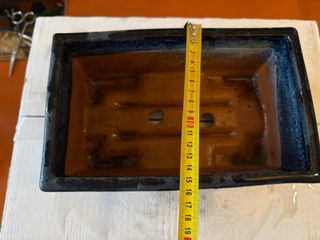 Maceta bonsai cerámica azul y terracota